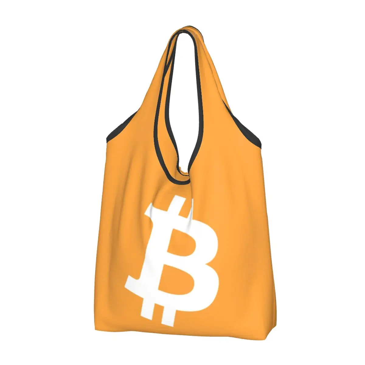 Borse per la spesa personalizzate Bitcoin Grocery Tote borse a tracolla per Shopper di criptovaluta BTC carine borse di grande capacità