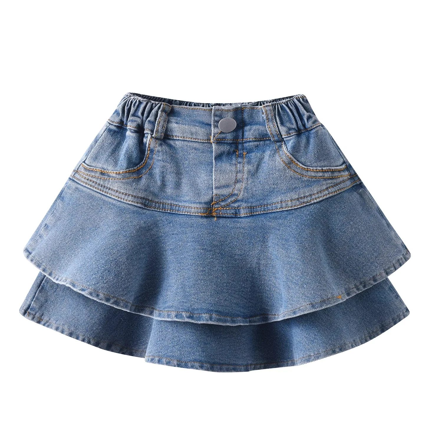 Girls Denim Shorts 2 Layers Ruffled Cake Skirt Teenage Girl Jeans Kids Workout Fashion Skirt Shorts Summer Sports Short Pants