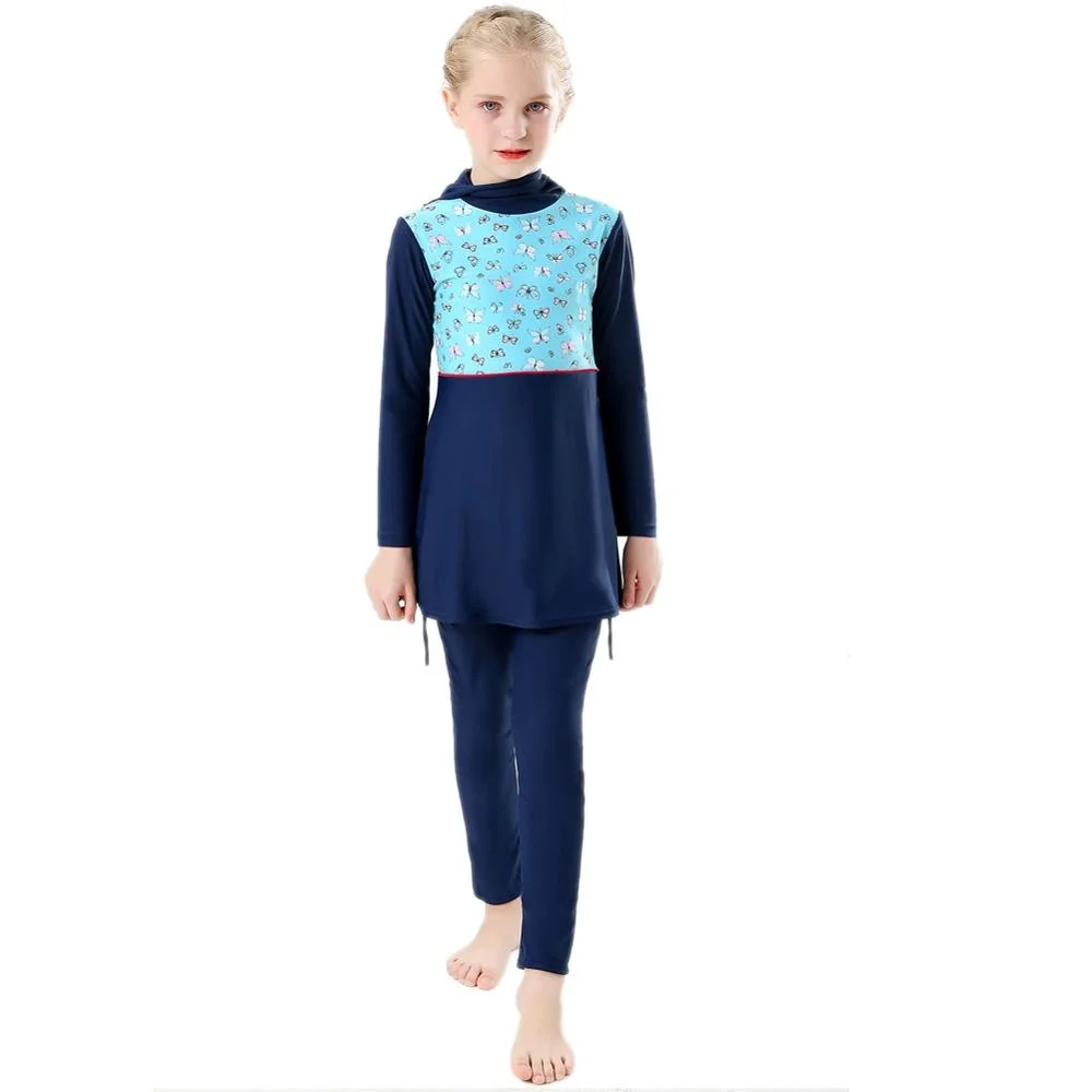 Hijab costume da bagno islamico per bambini costumi da bagno per bambini modesto costume da bagno manica lunga Plus Size ragazze Burkini 2 pezzi costume da bagno