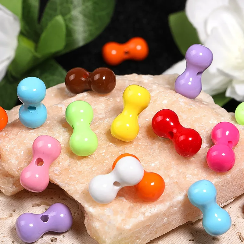 100PCS 9x17mm Acrylic Small Bone Beads Colored Baked Paint Cashew bead Beads Phone Chains Keychains DIY Jewelry Accessories