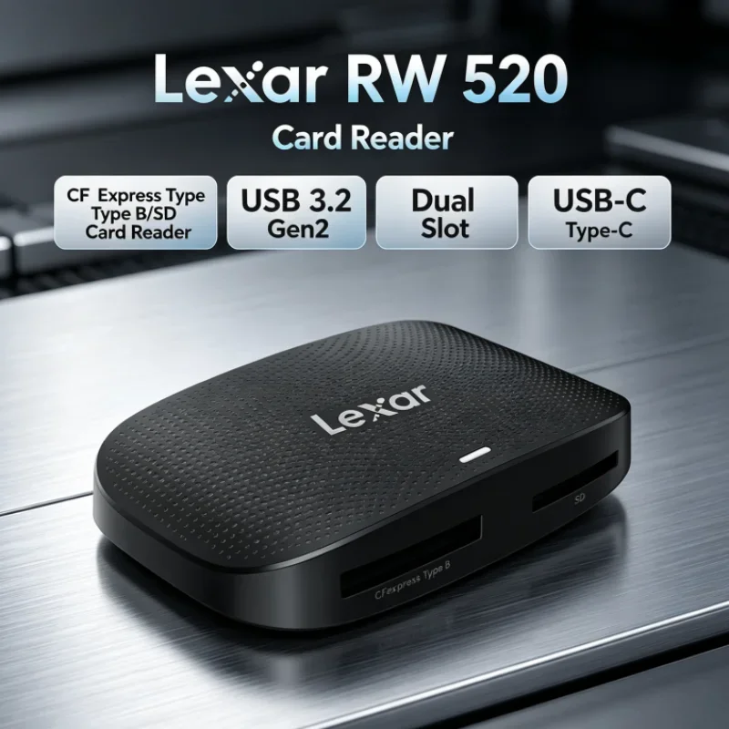 Lexar RW520 Memory Card Reader High Speed USB 3.2 Gen 2 CFexpress Type B SD Card Reader 10Gbps for Video Transfer