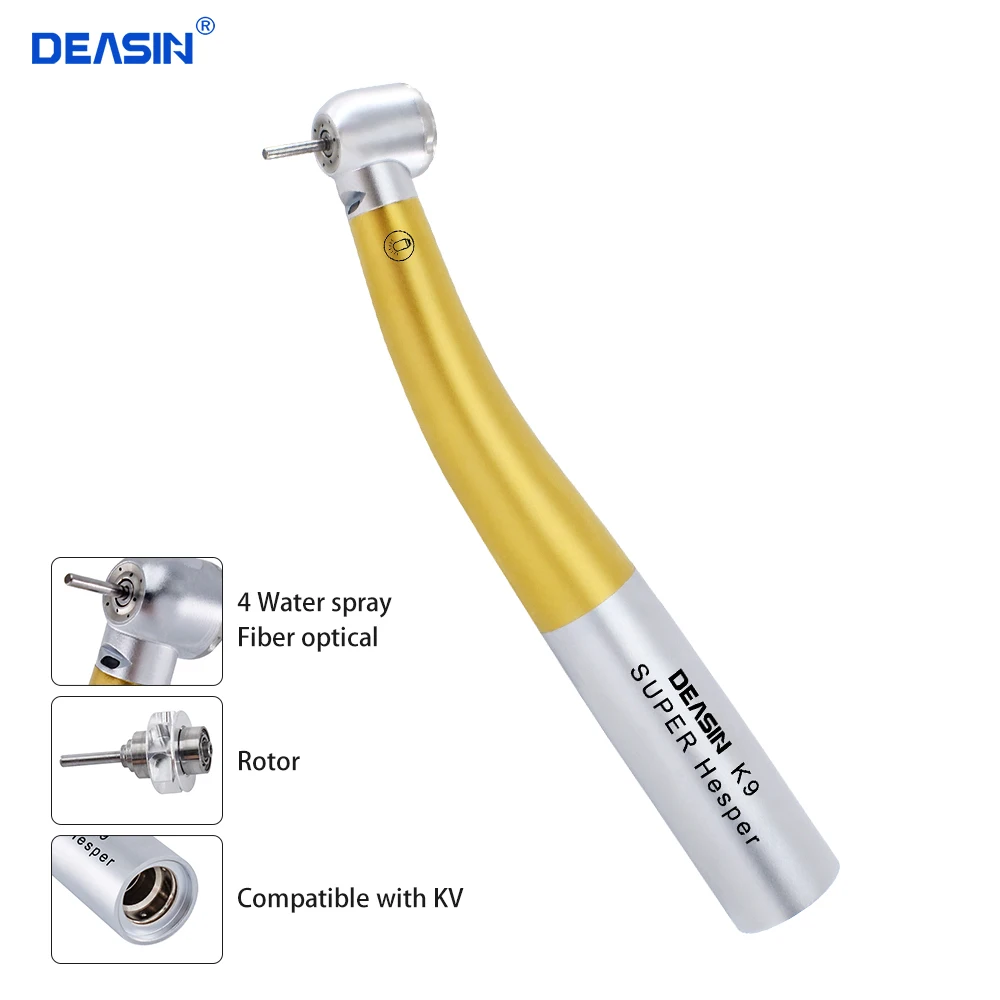 

Golden Dental Fiber optic High Speed Ceramic Bearing Handpiece Air Turbine Torque head Push Button Head for K coupler