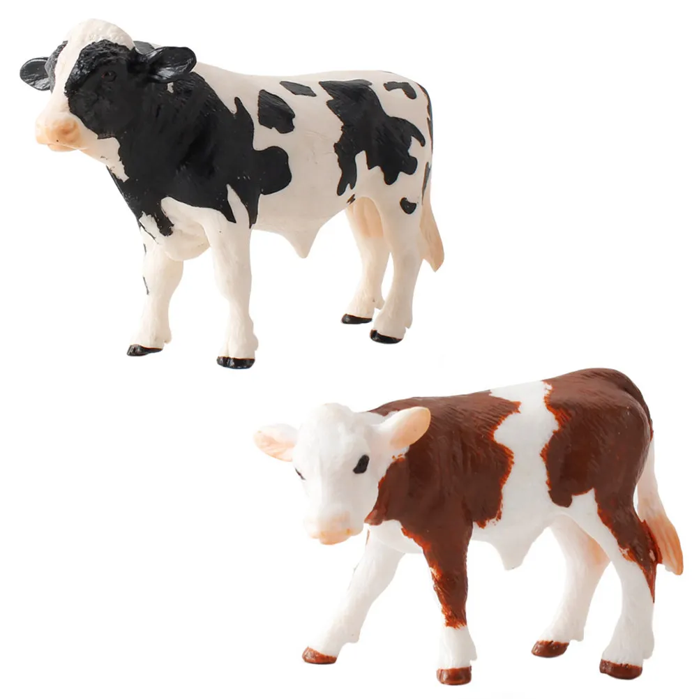 

1Set Realistic Cow Adornment Decorative Simulated Pasture Black Brown Garden Ornament Family Fun Cow Adornment