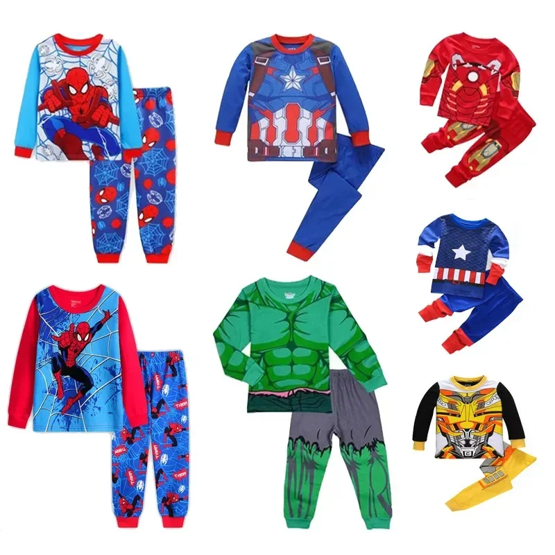 Children's Set Kids Sleepers Boys Girls Super Hero Cartoon Long Sleeve Pyjamas Sleepwear 2-7T