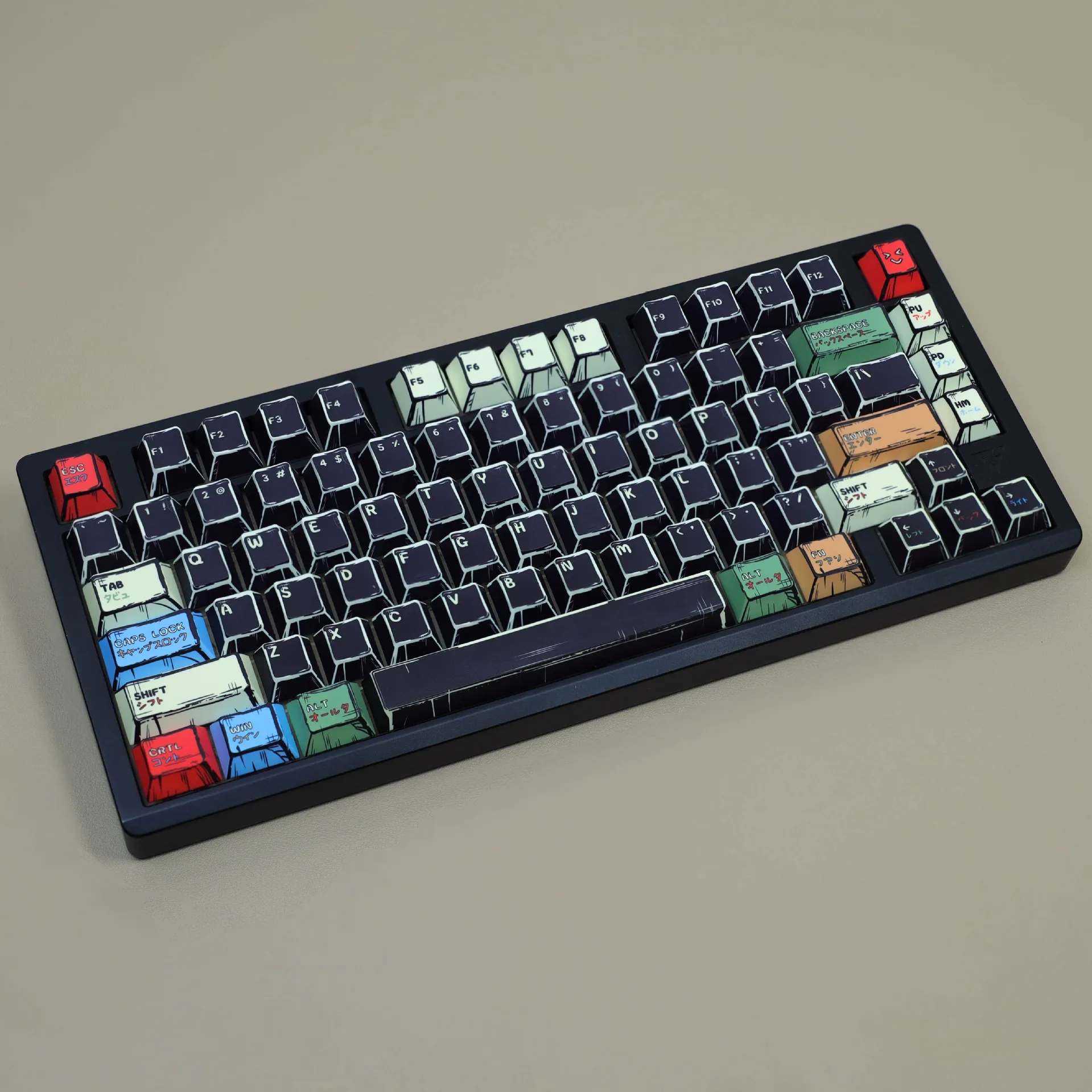 Comic Mechanical Keyboard Keycaps Korean Spanish French Japanese Russian German Cherry Profile PBT Keycap ISO Enter 7U Space diy