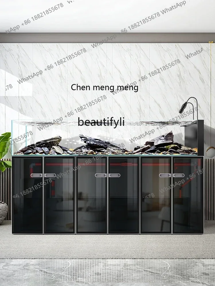 Bottom filter stream tank fish tank living room ecological landscaping floor screen entrance aquatic plant tank