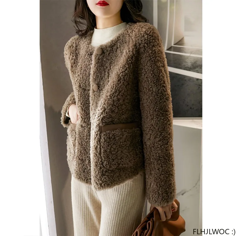 Cotton Wool Warm Small Fleece Short Coats New Design Women Date Girls Outerwear Solid Short Button Blends Coat