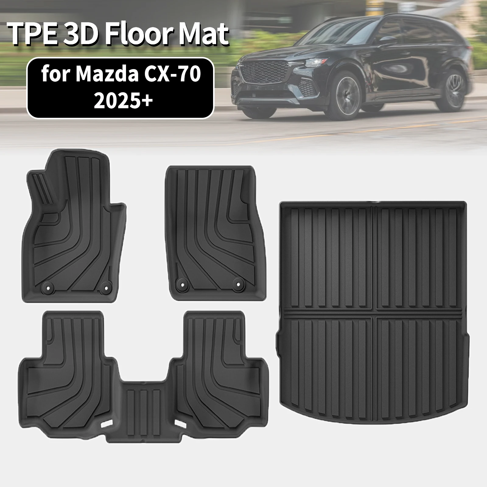 for Mazda CX-70 CX70 CX 70 2025 2026 2027 LHD PHEV Eco-Friendly TPE Car Floor & Trunk Mats, Non-Slip Dustproof (Not For RHD)