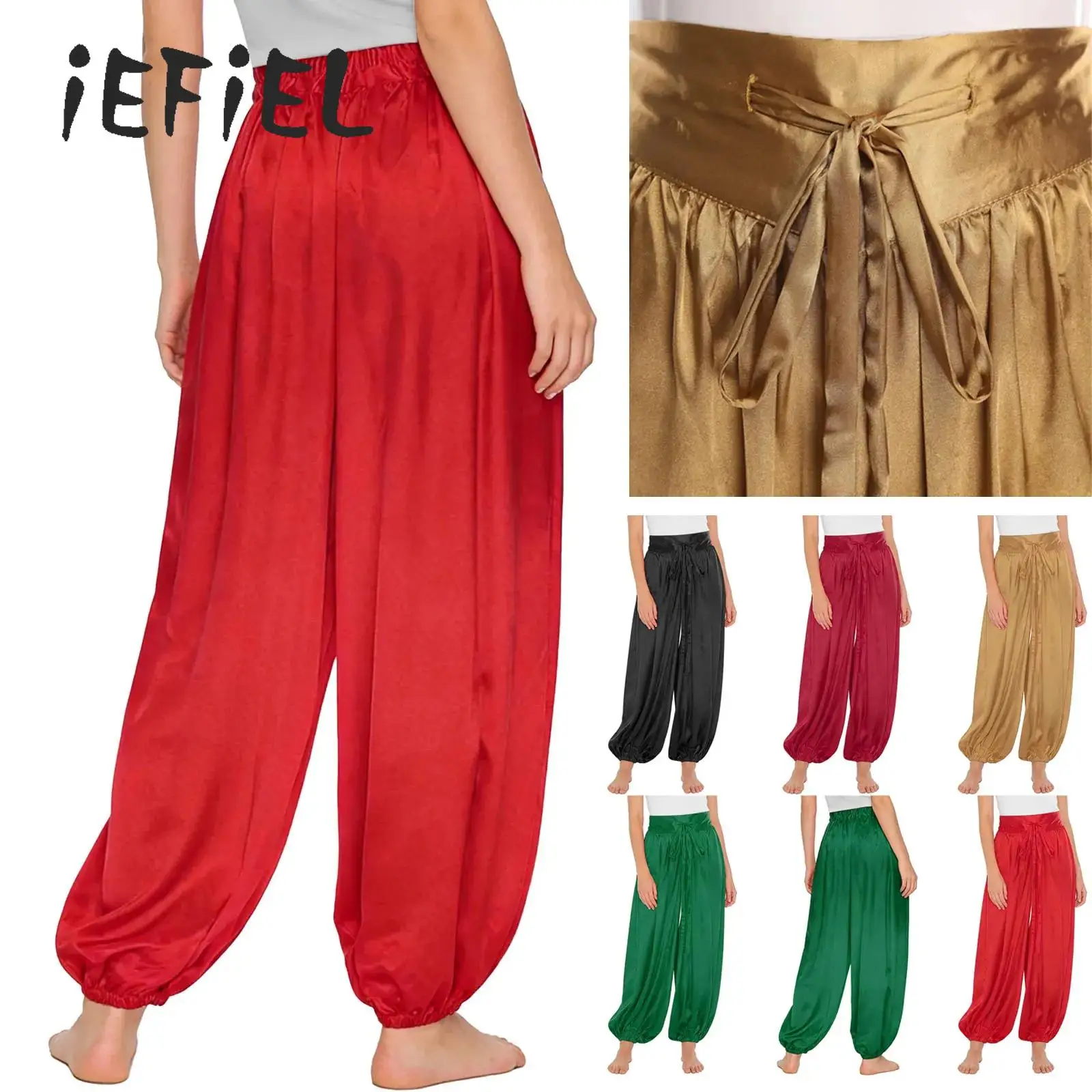 

Halloween Belly Dance Tribal Harem Pants Satin Glossy Bellydance Pants Egyptian Lantern Pants For Carnival Party Loose Trousers