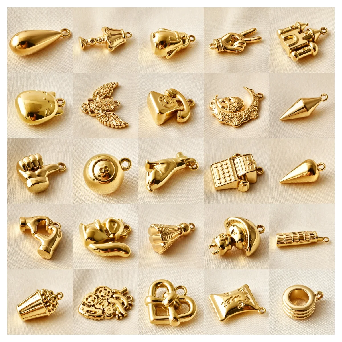12Pcs Assorted 316 Stainless Steel Charms Penguin Owl Castle Telephone Pisa Tower Squirrel Pendants DIY Jewelry Making Supplies