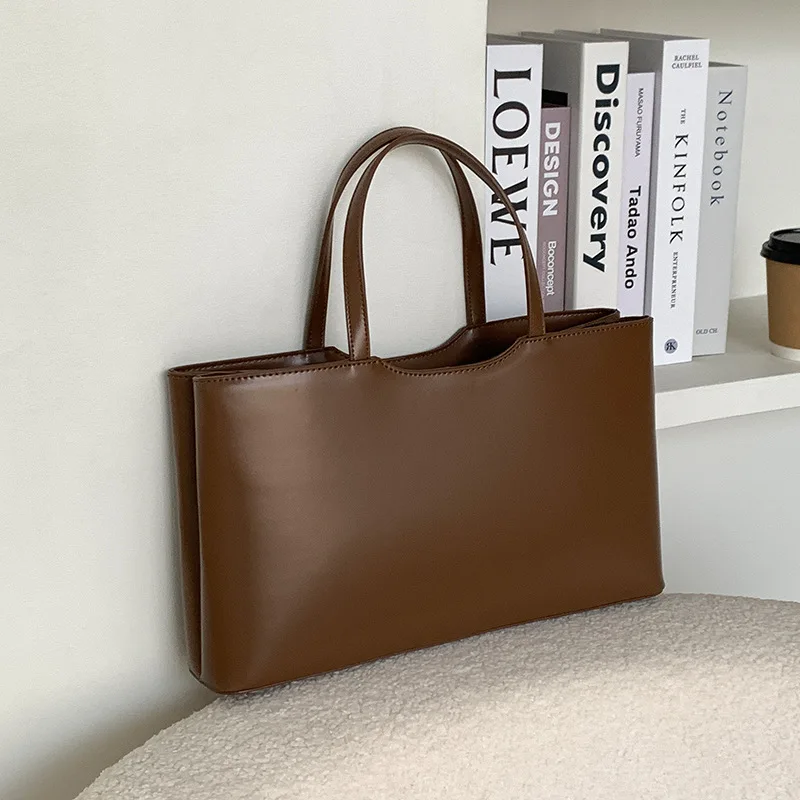

Women Satchels Large Capacity solid color PU leather totes commute storage big bag casual handbag casual female shoulder bag