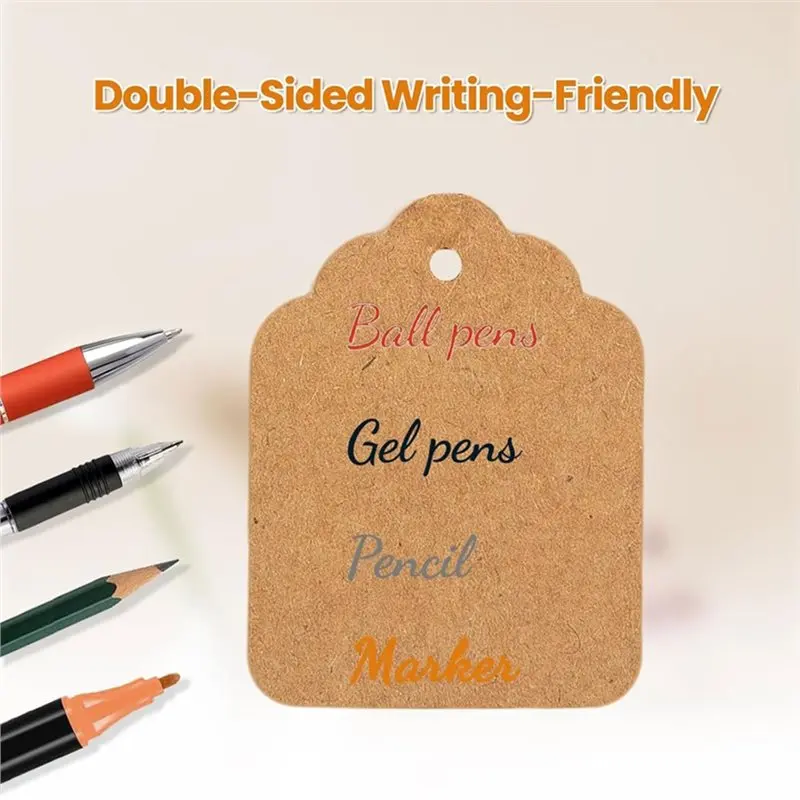 AB34-Brown Price Tags With String Attached 500 Pcs, Writable Tags For Gifts,Clothing, Jewelry And Small Business view 2