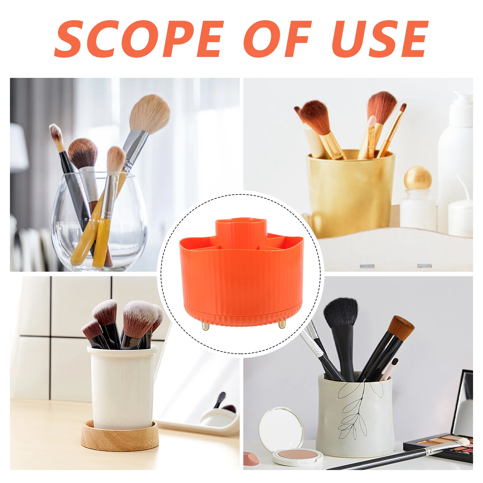 

Rotating Pen Holder Office Turntable Cup for Makeup Brushes Plastic Storage Desktop Organizer