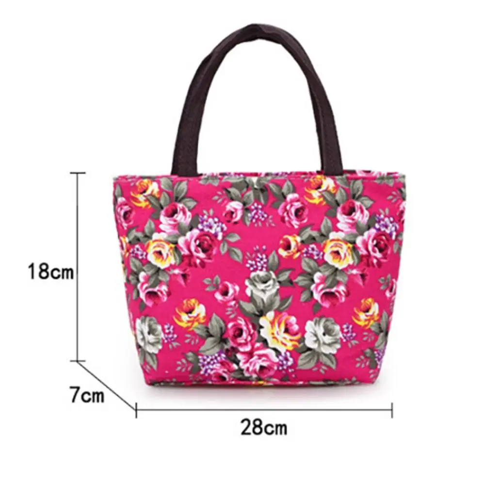 Durable Cute Flower Shopping Bag Canvas Ladies Handbag Women Bucket Bag Floral Print Shoulder Bag Casual Handbags