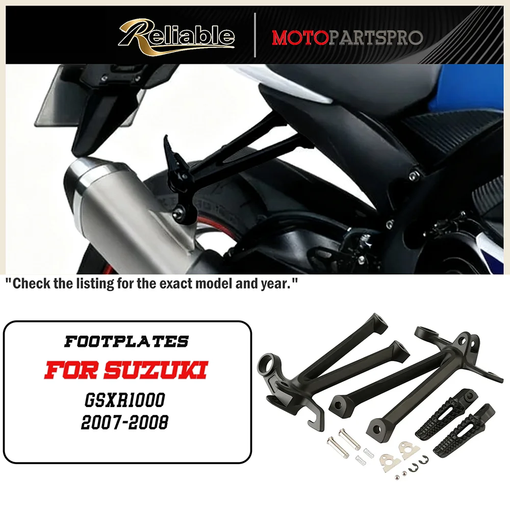 

Motorcycle footrest motorcycle Rear Footrest Foot Pegs Bracket Set For Suzuki GSXR 1000 2007-2008 K7 K8 Black Silver