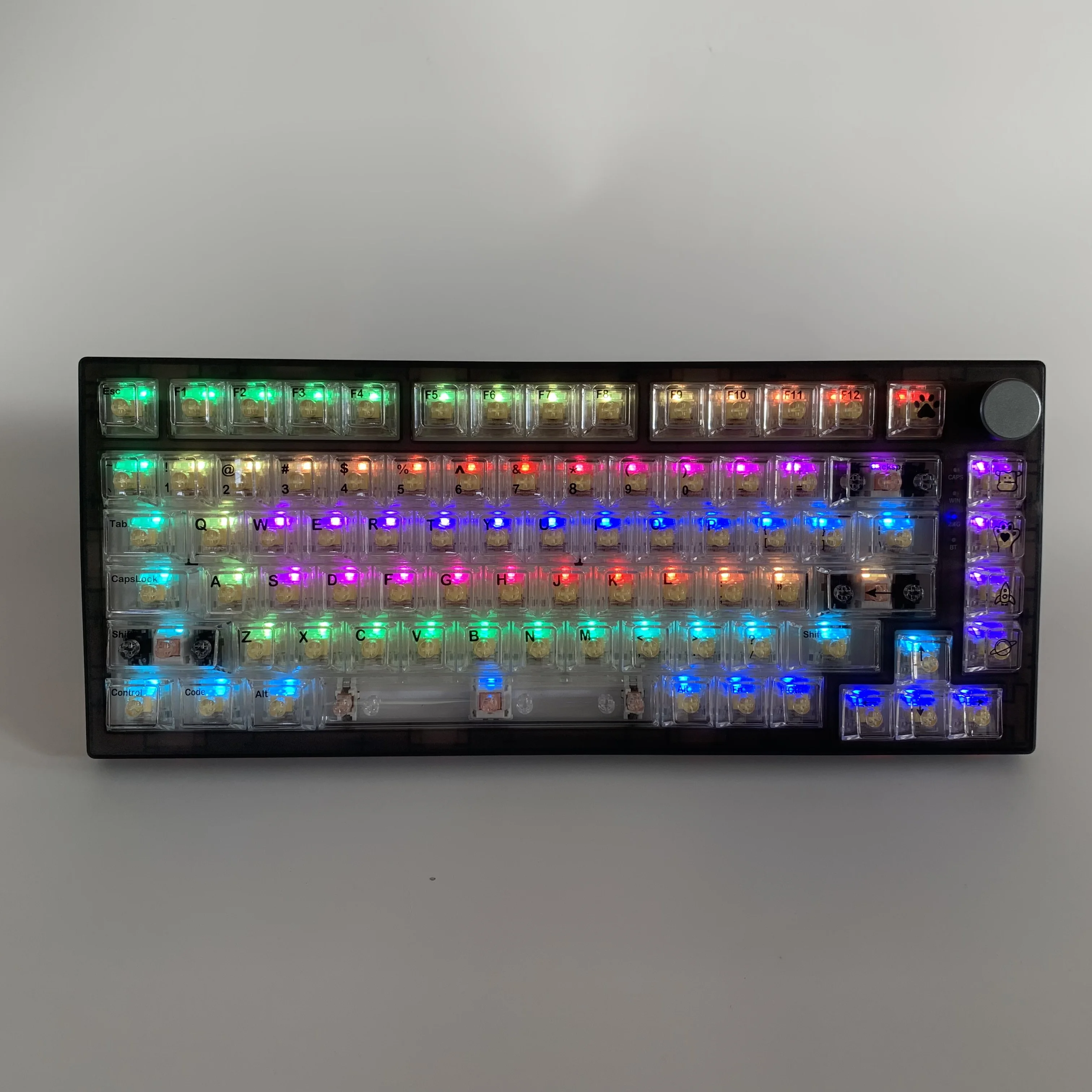 Keysland-Keycaps transparentes para teclado mecânico, perfil cereja, PBT Gaming, RGB Clear, 61, 64, 68, 75, 84, 104 Gateron Kailh Box