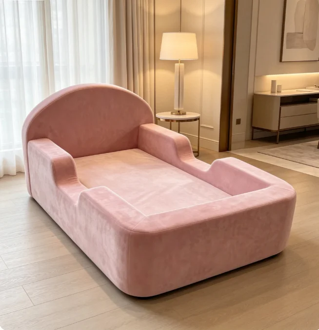 Vacuum Compressed Toddler Floor Sofa Bed, Secure Kids Foam Floor Bed with Machine Washable Removable Cover for Children Bedroom