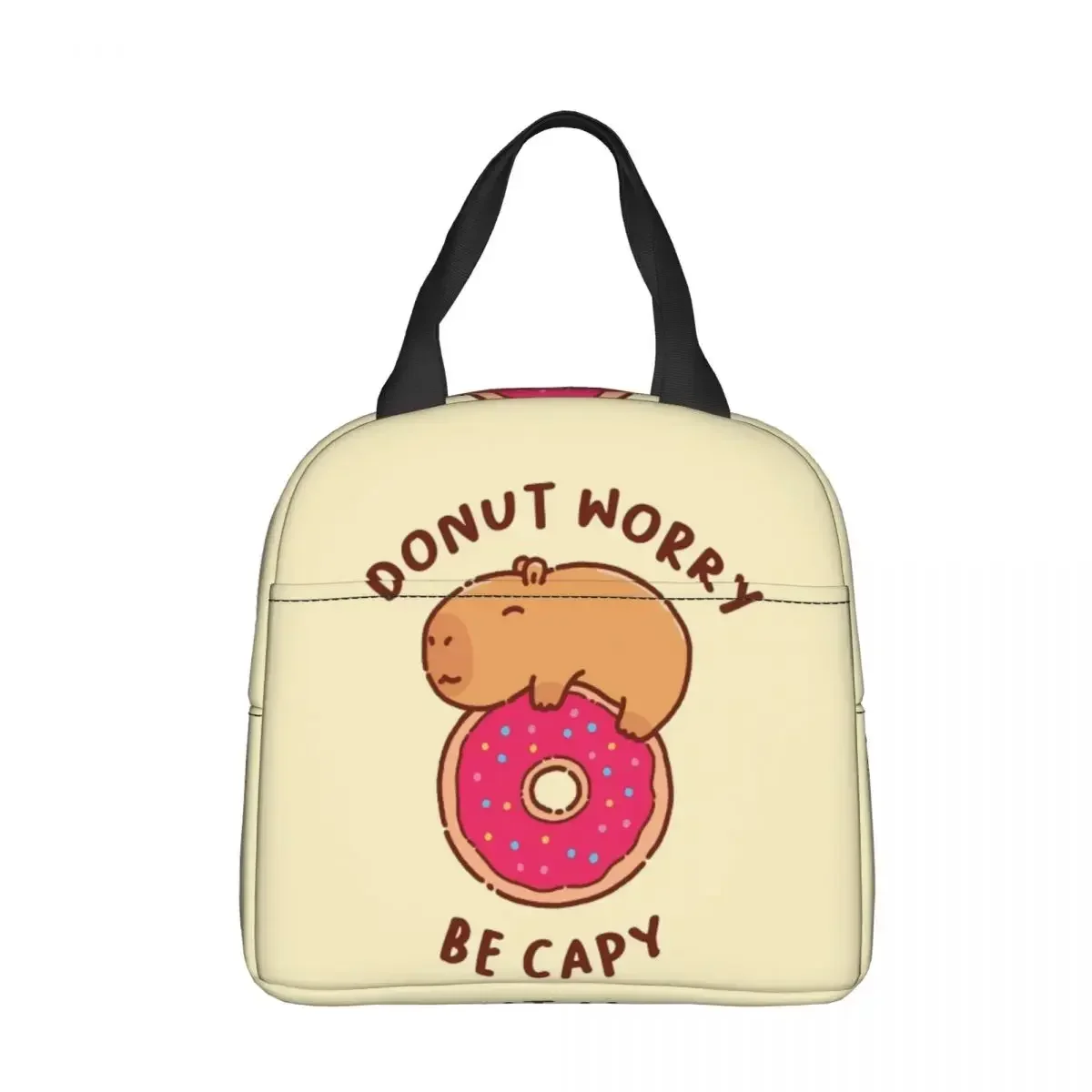 Cute Capybara Insulated Lunch Bags High Capacity Don't Worry Be Capy Reusable Thermal Bag Tote Lunch Box College Travel Girl Boy