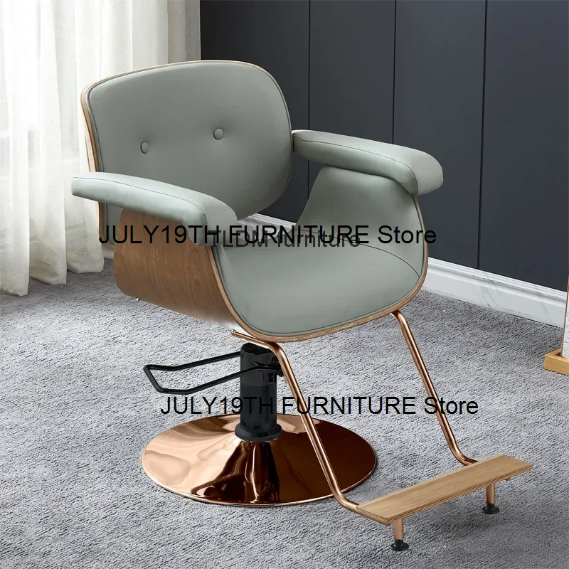 Silla de barbero de diseño profesional, sillón clásico con reposabrazos, silla giratoria minimalista, cojín negro, muebles de salón baratos