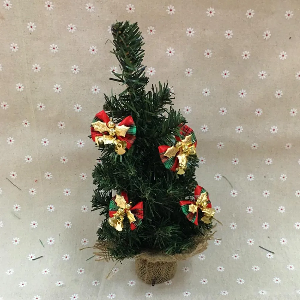 

10pcs 5Cm Fabric Bow Ties With Christmas Tree Decorations Festive Holiday Ornaments For Banister Fence Plant