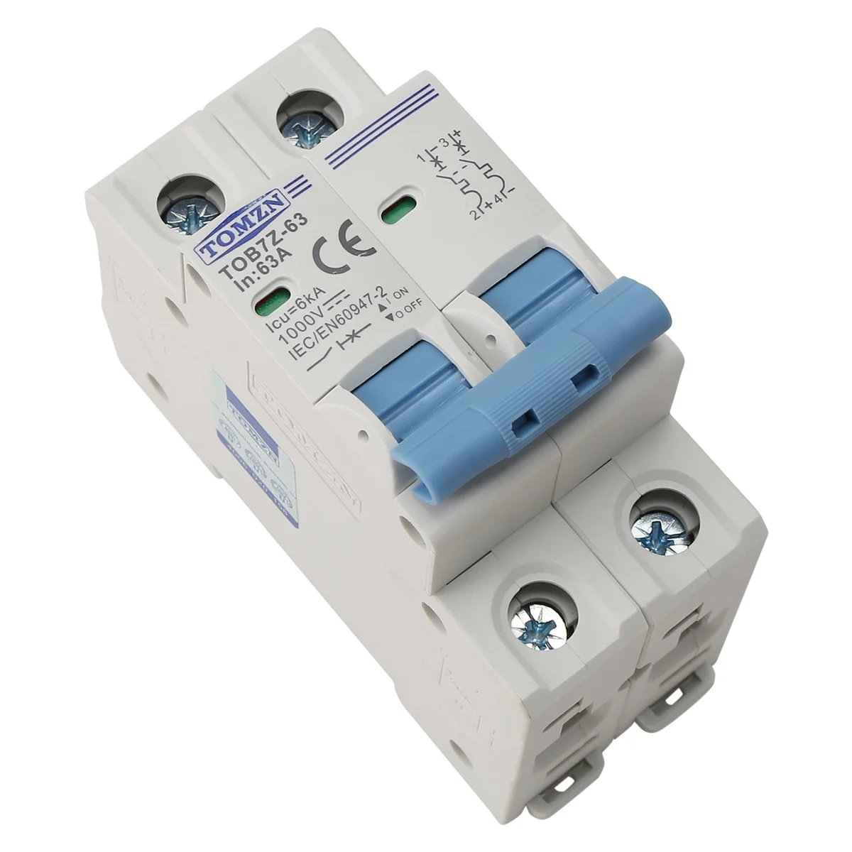 【خفض السعر!】قطاع دارة TOMZN 2P DC 1000V Solar Mini Circuit Breaker DC MCB لنظام PV، 63A