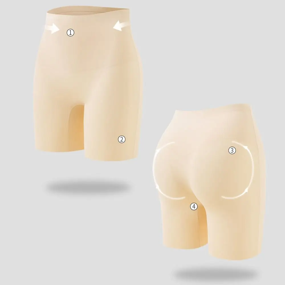 เอวสูงผ้าไหมน้ําแข็งกางเกงขนาดใหญ่ Belly หดตัว Tummy ควบคุมกางเกงขาสั้นผู้หญิงชุดชั้นใน Anti-Glare