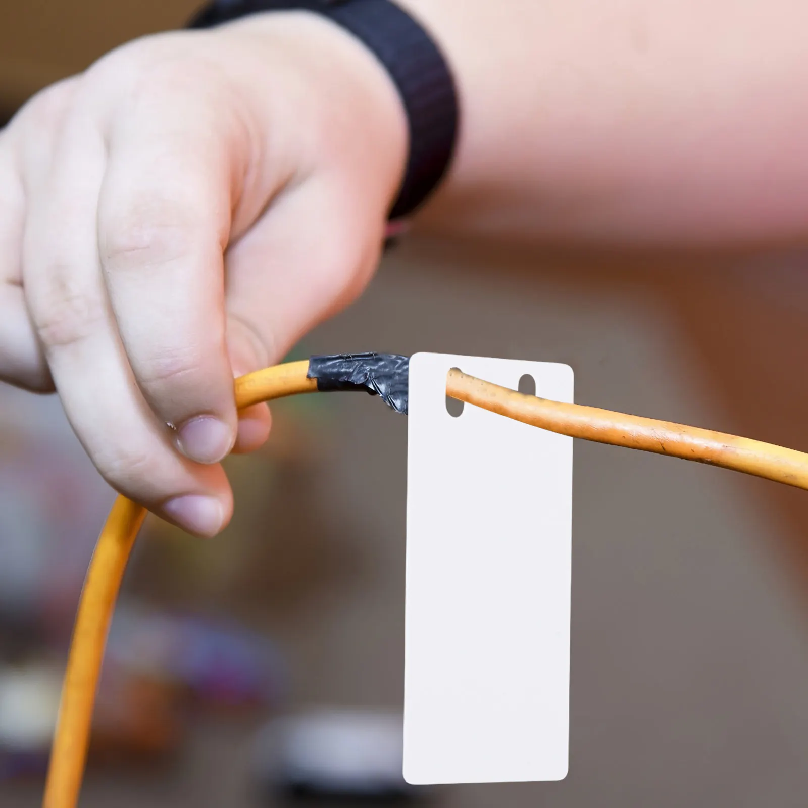 50pcs Waterproof PVC Cable Identification Tags Blank Write-On Labels for Wire and Cord Cable Blank Tag for Electrical Use
