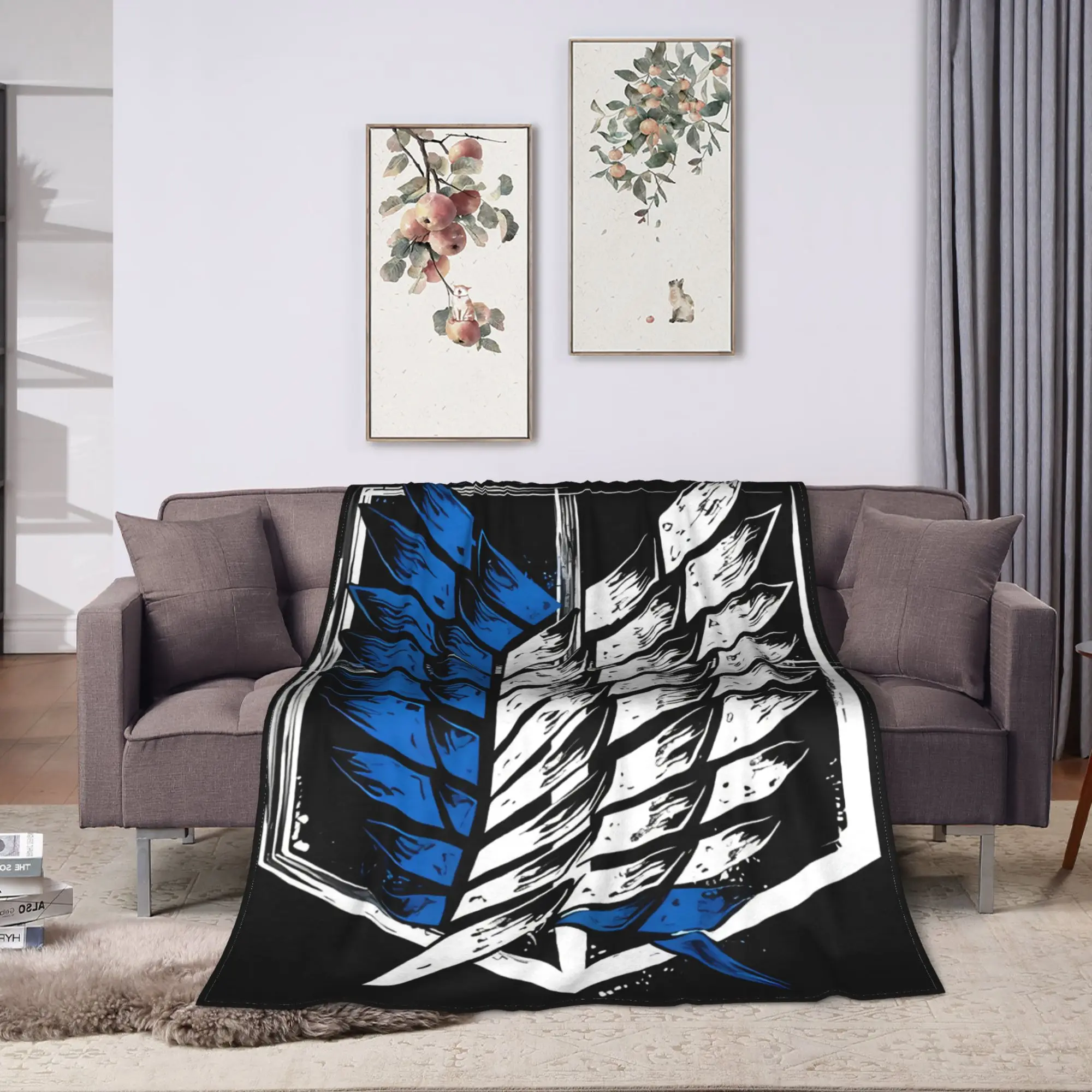 Attacks on Titans Flannel Blanket  Warm Soft Throw Blanket for Couch Bed Decorative Pattern Bedspread Sofa Bed Cover