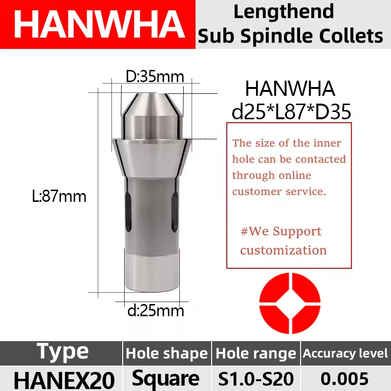 ثقب مربع ستار HANWHA HANEX20 F25 145E كوليت مخرطة من النوع السويسري تشاك شجيرة دليل كربيد التنغستن عالية الدقة #3