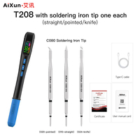 AiXun T208 Smart Mini Soldering Station 80W Automatic Sleep 6-Axis Gyroscope LCD Portable C080 Tip for PCB Repair Tools