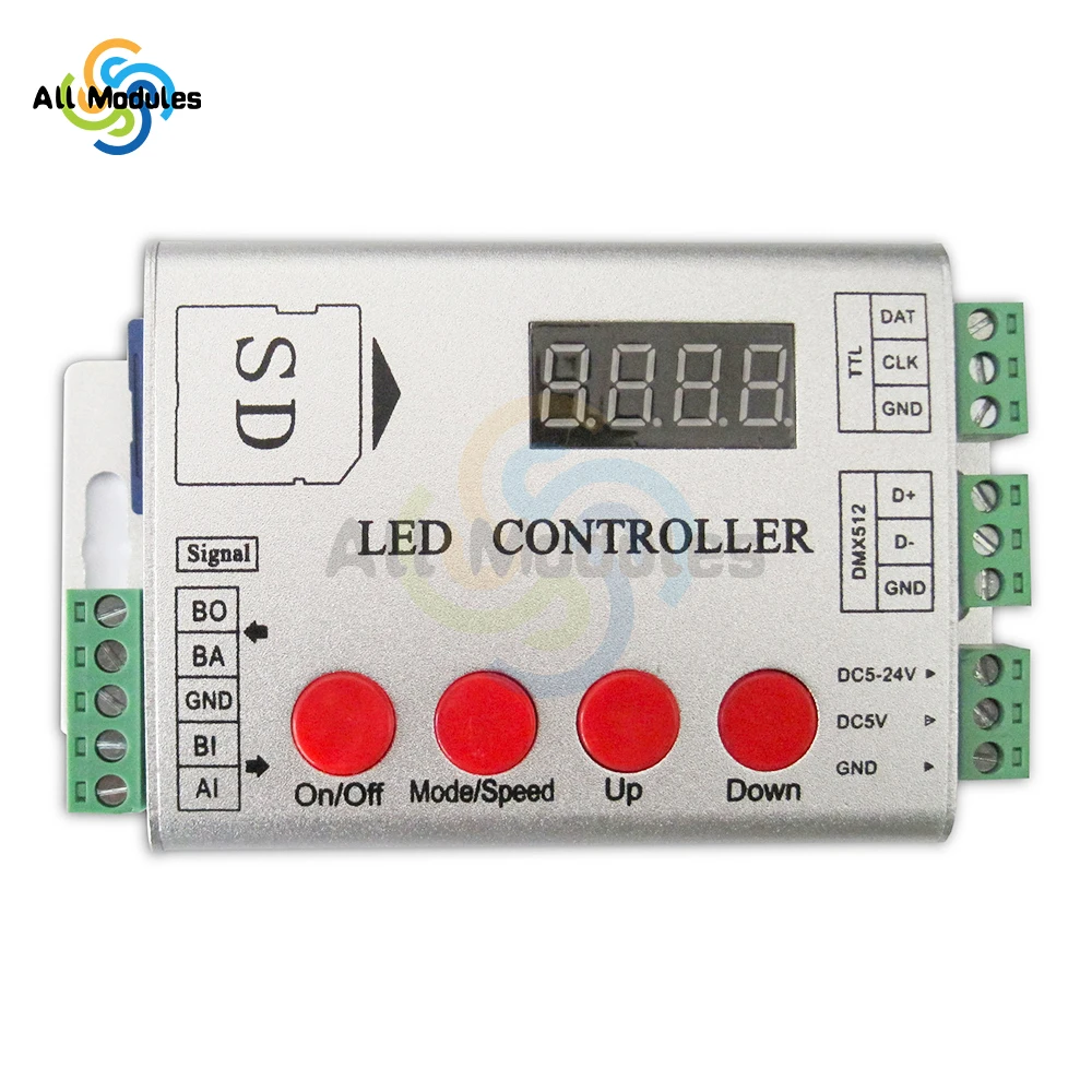 DC5-12V LED full color single port controller maximum 2048 point light source controller multiple synchronous light bar modules