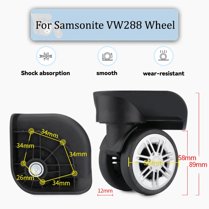 For Samsonite VW288 Universal Wheel Replacement Suitcase Rotating Smooth Silent Shock Absorbing Wheel Accessories Wheels Casters