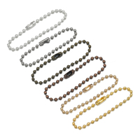 50pcs/lot  Round Ball Bead Chains Fits Key Chain 12cm Length Dog Tag Bulk Chains With Connector For DIY Pendant Jewelry Finding
