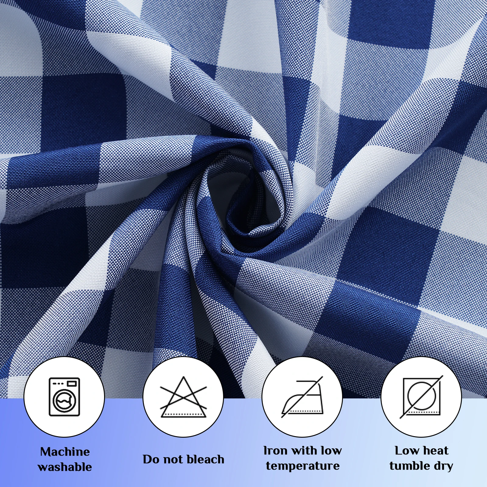 Polyester Fabric Home Direct Round Washable Tablecloth Table Cover 140/220/230/300cm Checkers Blue For Banquet Party Home