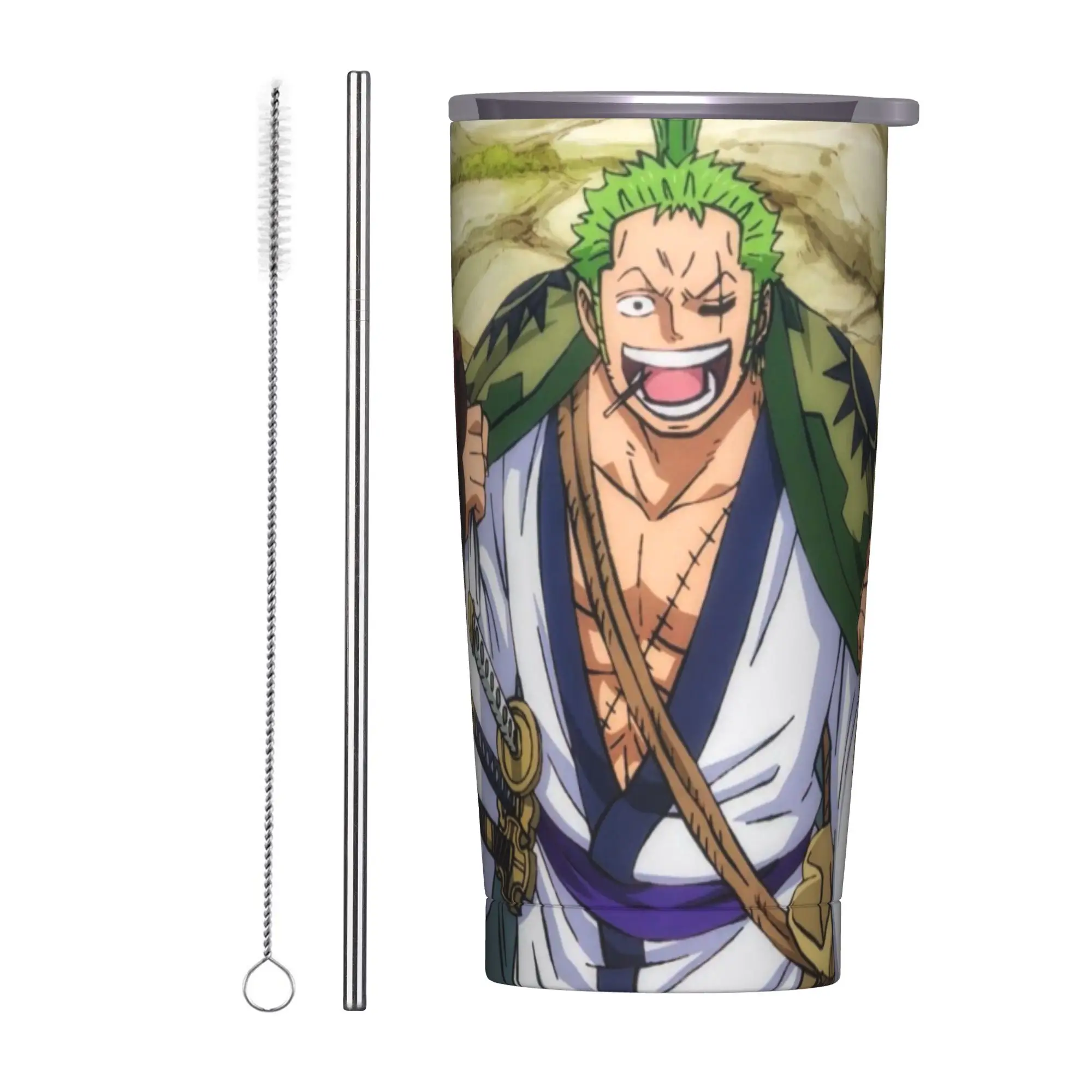 

Луффи Зоро Тони Чоппер аниме Стакан с соломой Стаканы из нержавеющей стали Кружка с двойными стенками с вакуумной изоляцией для холода или горячего, 20 унций