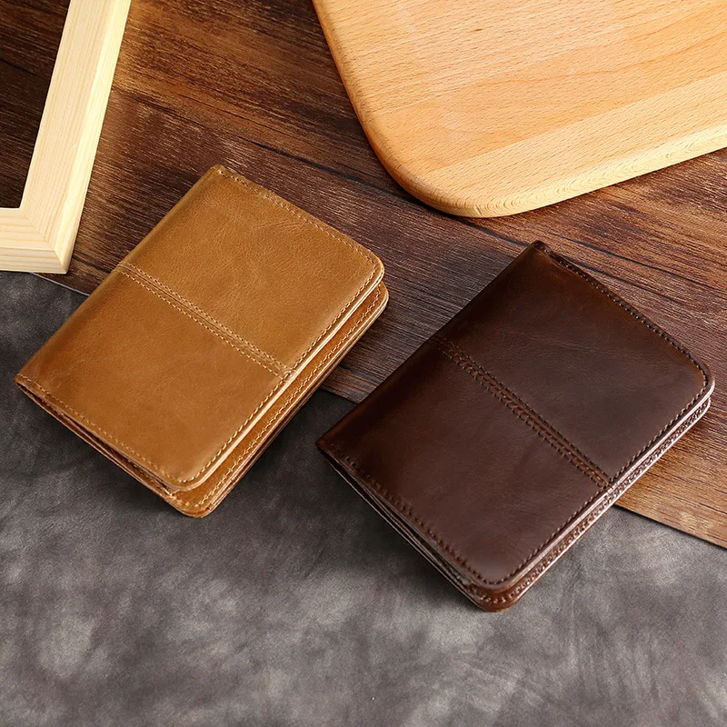 Men's Wallet RFID Blocking Genuine Leather Wallets for Men Bifold Short Versatile Multi Card Holder Purse Zipper Coin Pouch Man