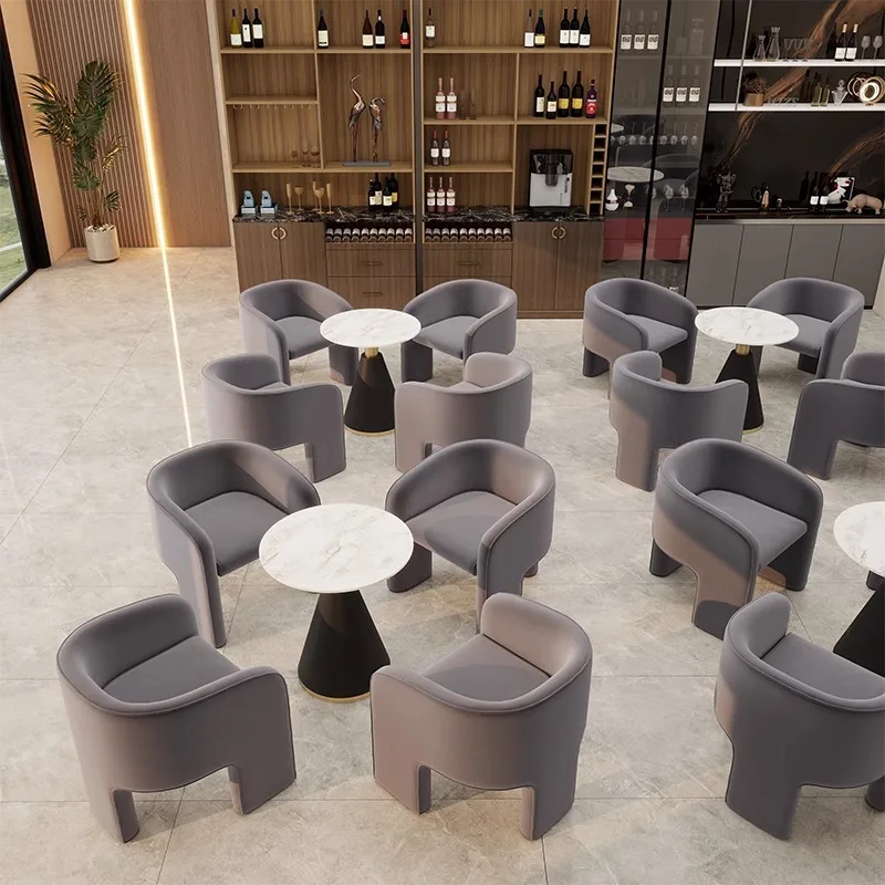 Reception room Cafe Hotel rock slab light luxury one table four chairs wind commercial
