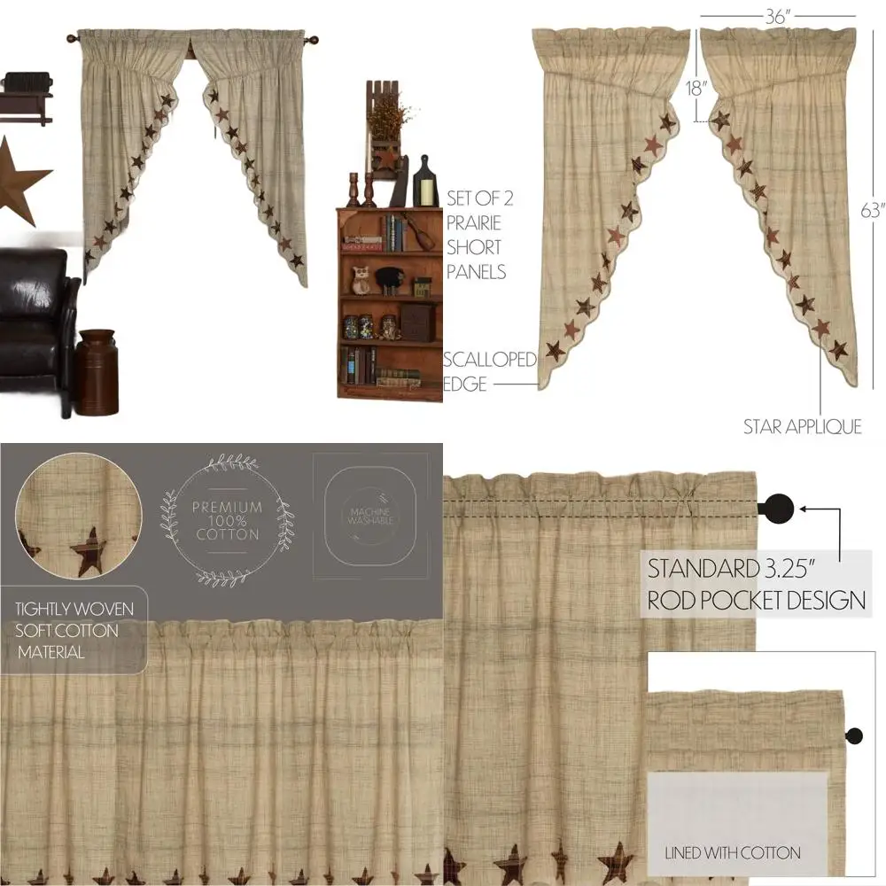 

Red Prairie Style 63x36x18 Cotton Short Panels, Set of 2