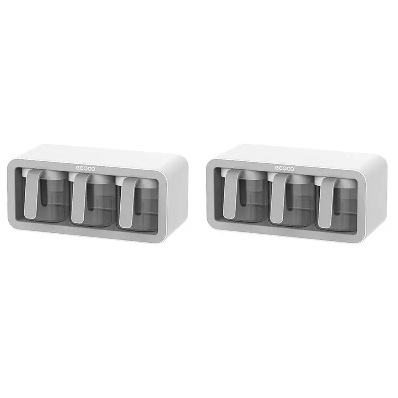 BAAJ-2X ECOCO Wall Mounted Seasoning Box Spice Storage Rack Seasoning Organizer Kitchen Accessories Salt Jar Shaker Container