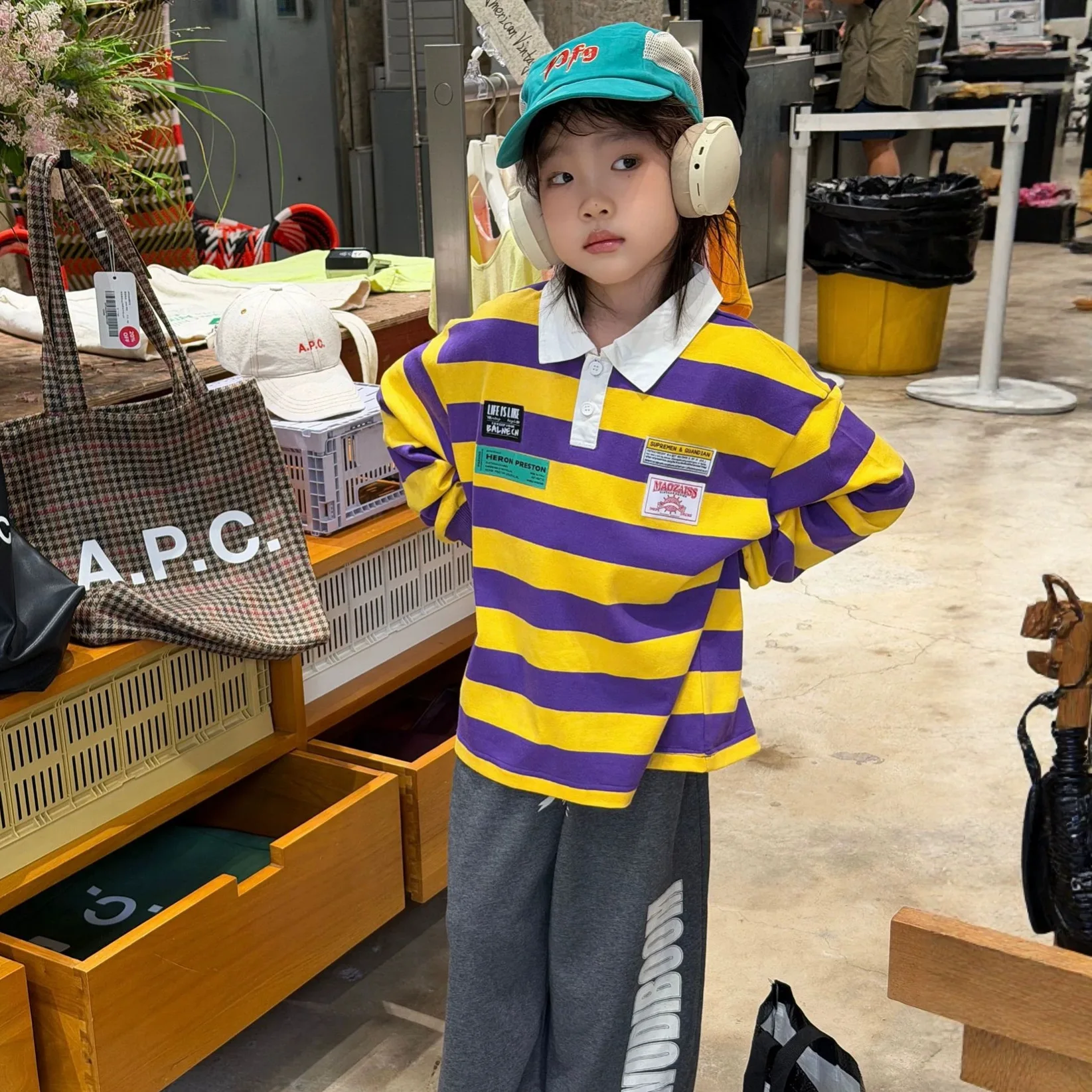 Children Clothes Kids Casual Shirt New Autumn Boys Retro Color-blocking Striped Yellow-purple Shirt Kids Casual Simple Top