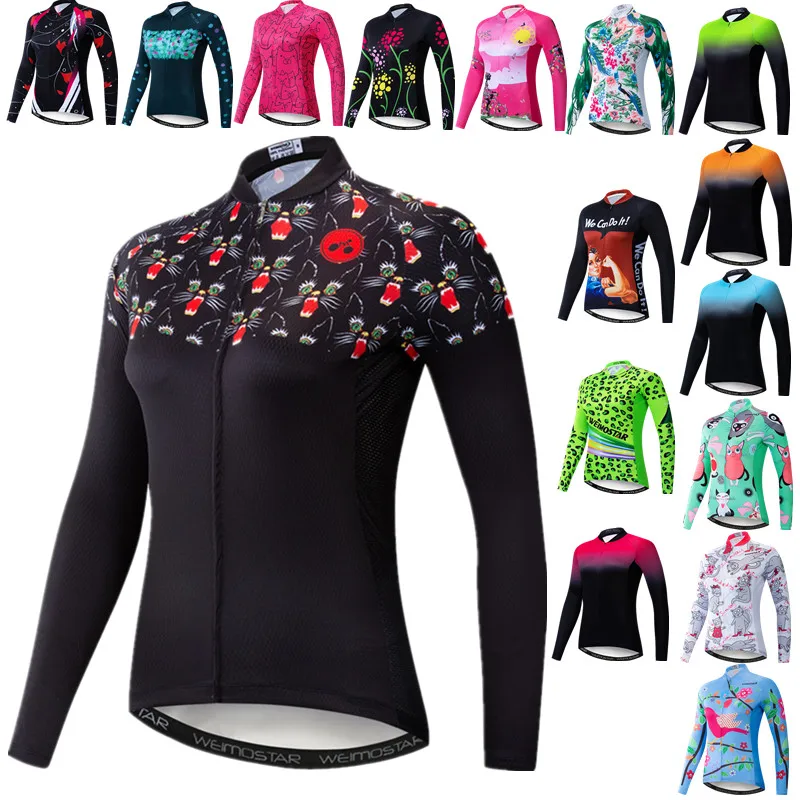 

Black Women's Cycling Jersey Long Sleeve Bike Jersey For Woman Cycling Shirt Autumn Mountain Biking Shirt Road Bicycle Tops