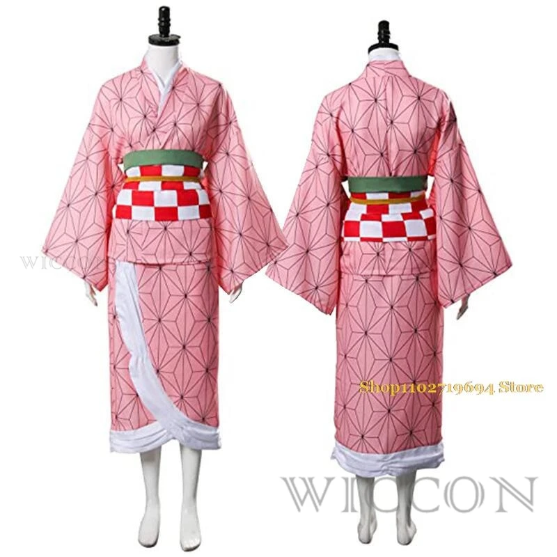 Nezuko Cosplay  Kamado Nezuko Cosplay Costume Anime  Uniform Adult Kids Halloween Clothes for Women image 4