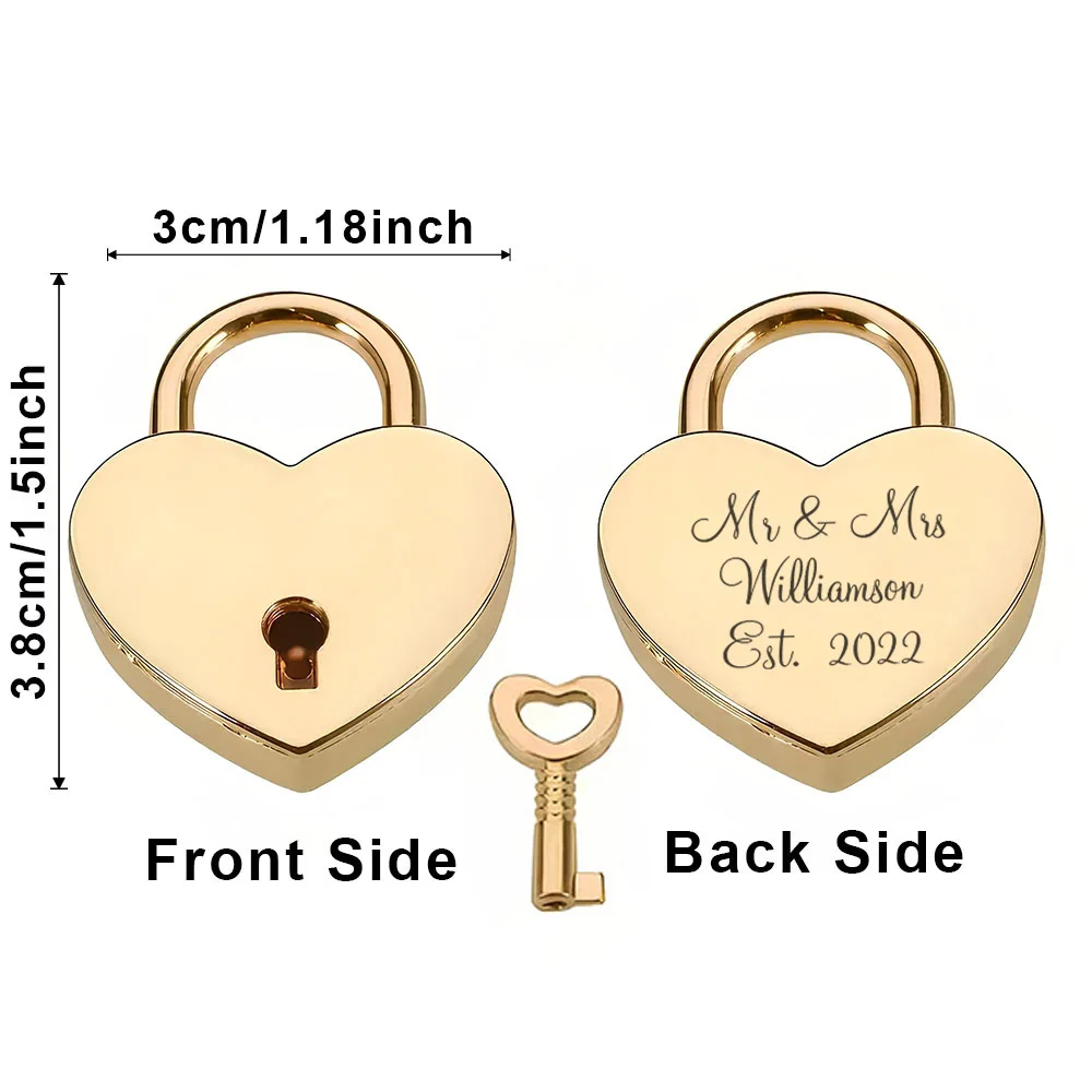 1PC Romantisch paar liefde Aangepaste naam en datum Mini hartvormig slot Liefde hangslot Wish Lock Bruiloft ingetoetst hangsloten voor Annive