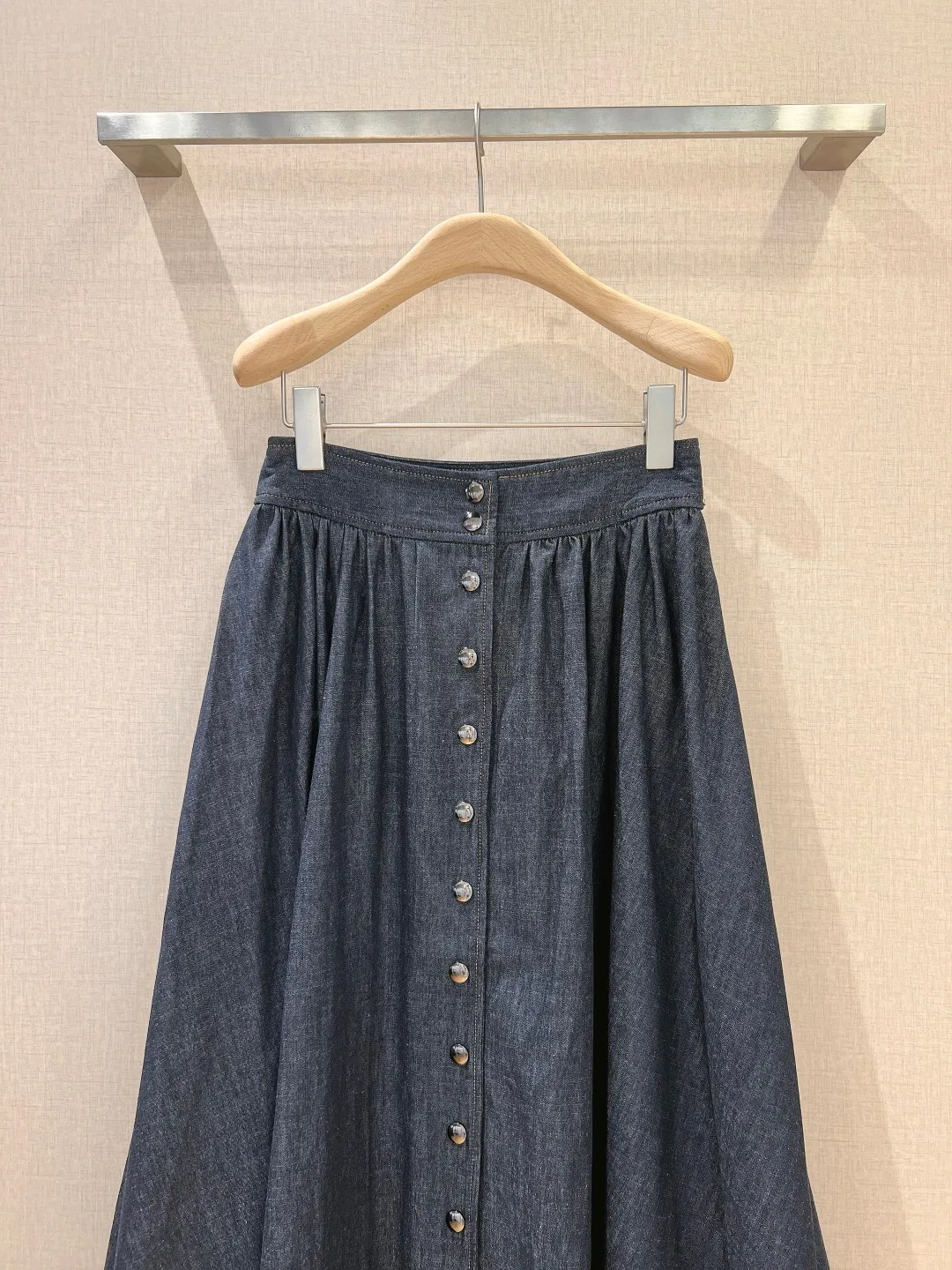 2024 Summer and Autumn New Women's Clothing Grey blue washed cotton denim half skirt 0808