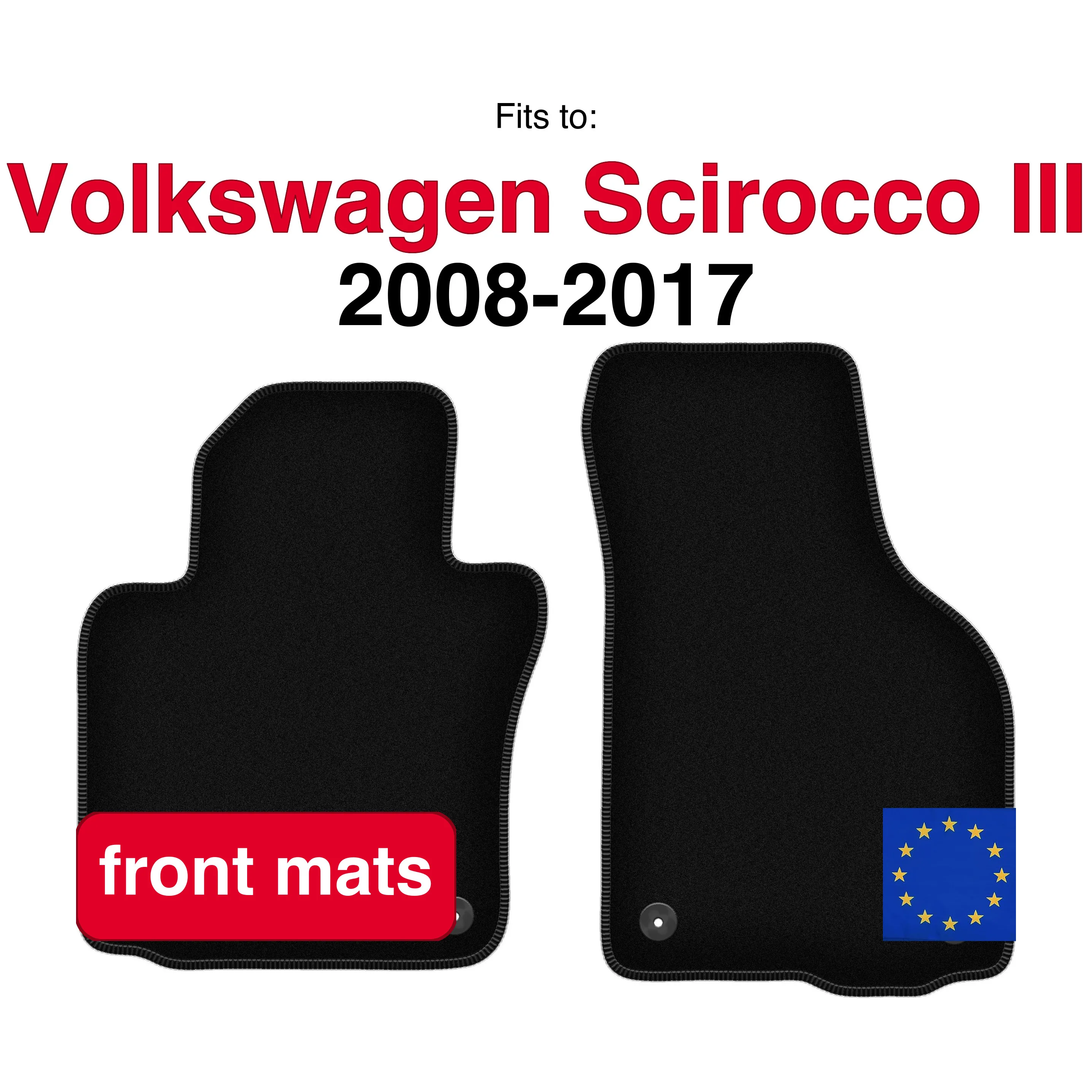 Image of Velours-Fußmatten vorne für Volkswagen Scirocco III Coupe (2008-2017) - Schwarz (2 Stück) Set Vorderfußmatten für Autos