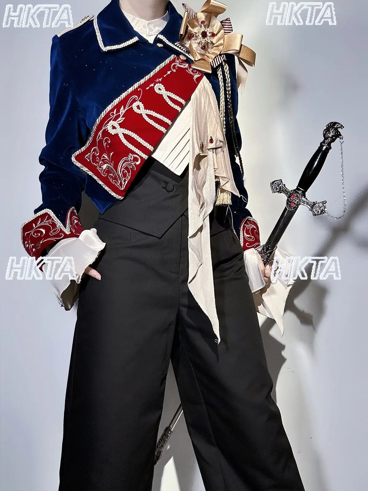 COS Subculture Lolita Court Embroidery Bow Prince Short Coat Top Female Black Trousers Gorgeous Banquet Retro British Suit Women