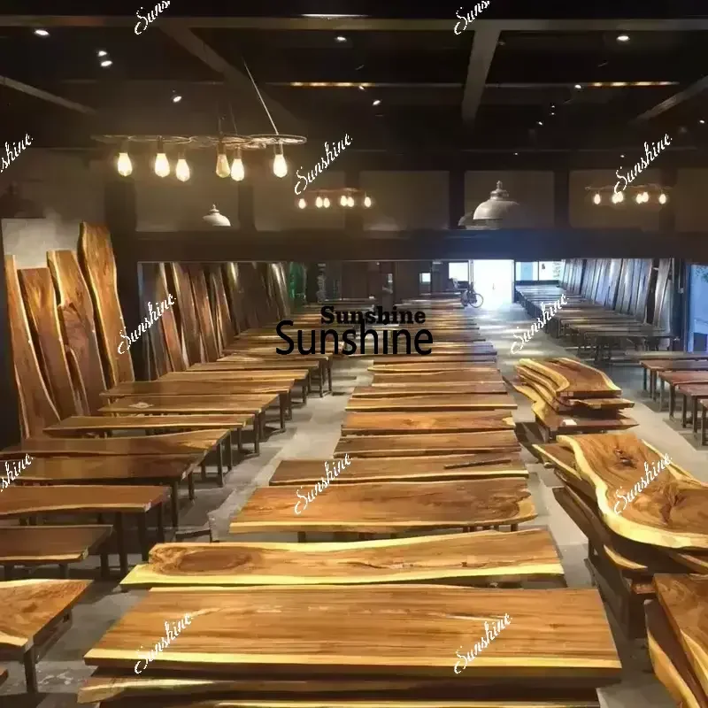 Solid Walnut Wood Slab Dining Table Large Live Edge Wood Slab for Restaurant Use Natural Wood with Conference FeaturesT  J