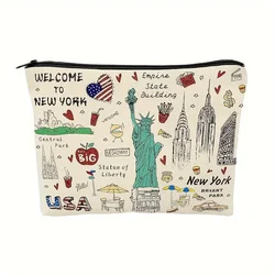 Girls & Women Cute New York Souvenir Zipper Pouch, Travel Cosmetic Bag, Makeup Purse