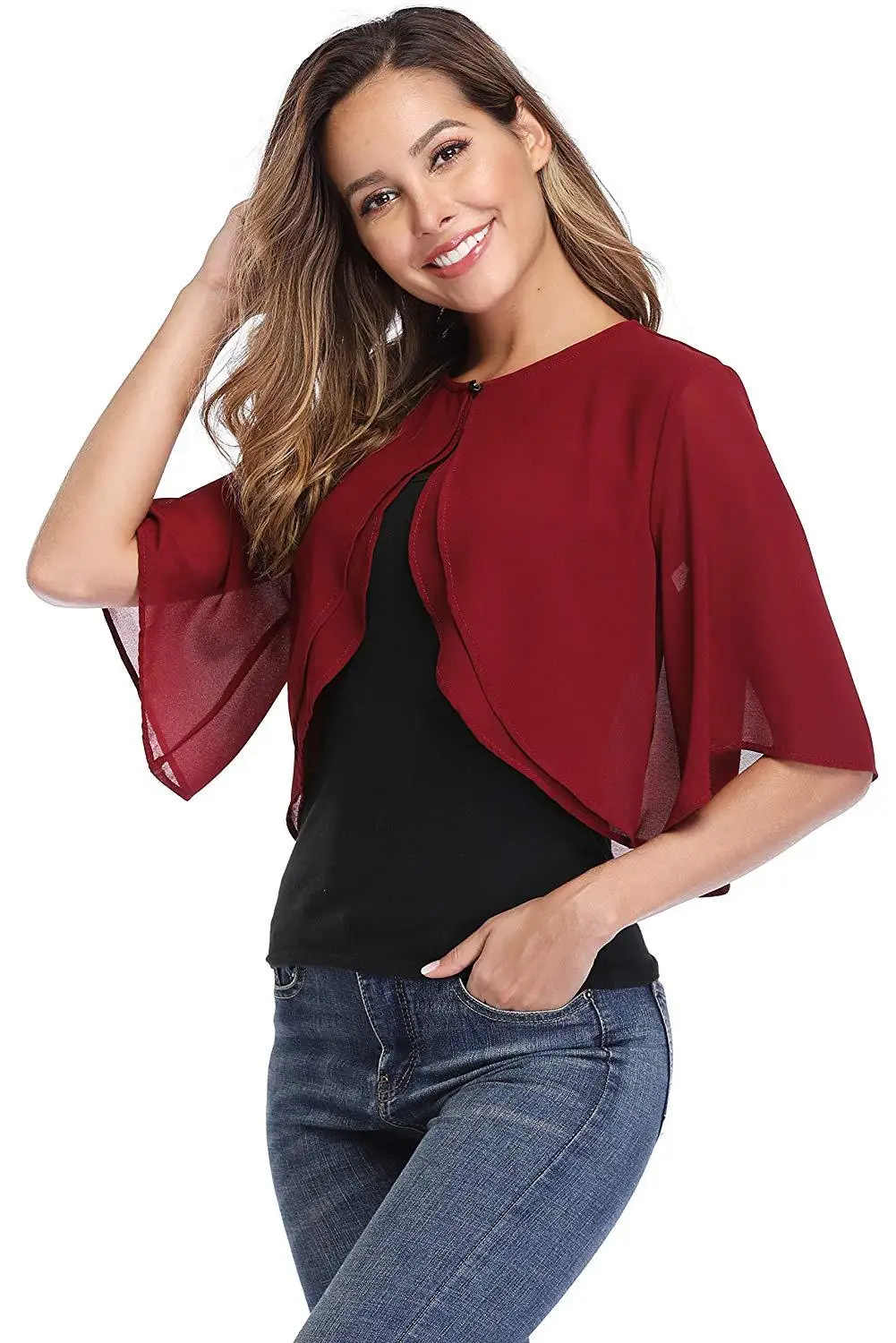 Cardigan short-sleeved chiffon cardigan sun shawl fashion cover shawl coat women all over the coat air conditioning shirt