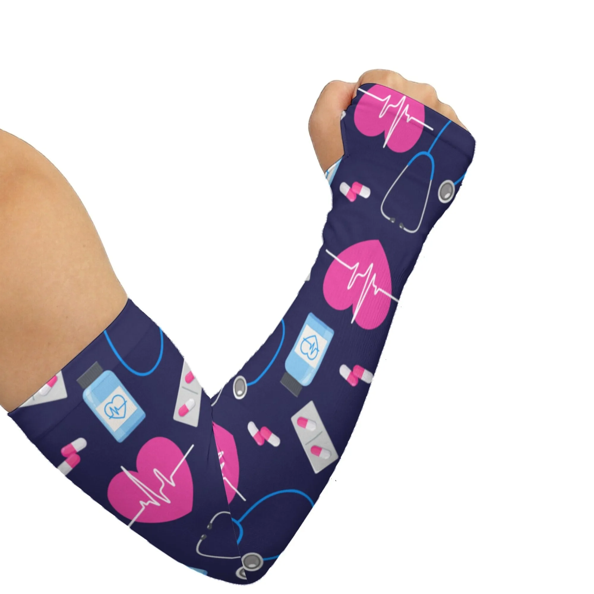 

Medical and Love Theme Arm Sleeves Breathable Non-slip Ice Sleeve Unisex Fashion Outdoor Sports Cycling UV Protective Cover